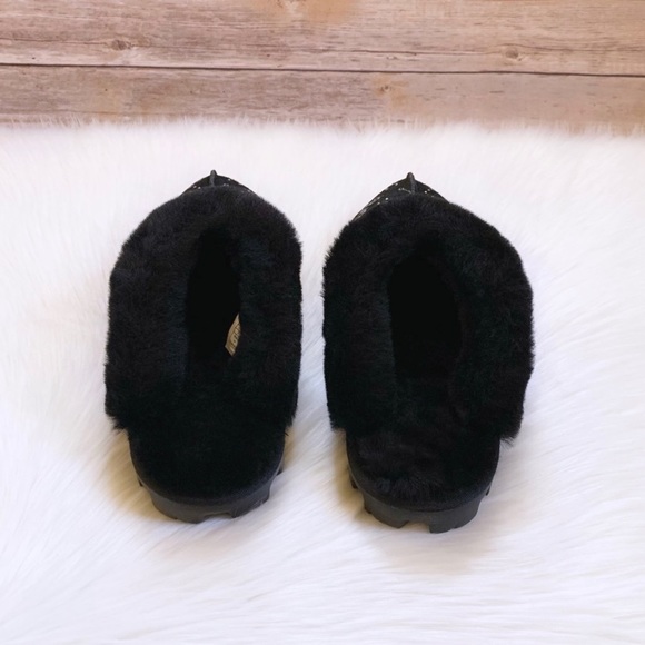 UGG Coquette Zodiac Black Suede Slippers - Picture 6 of 8